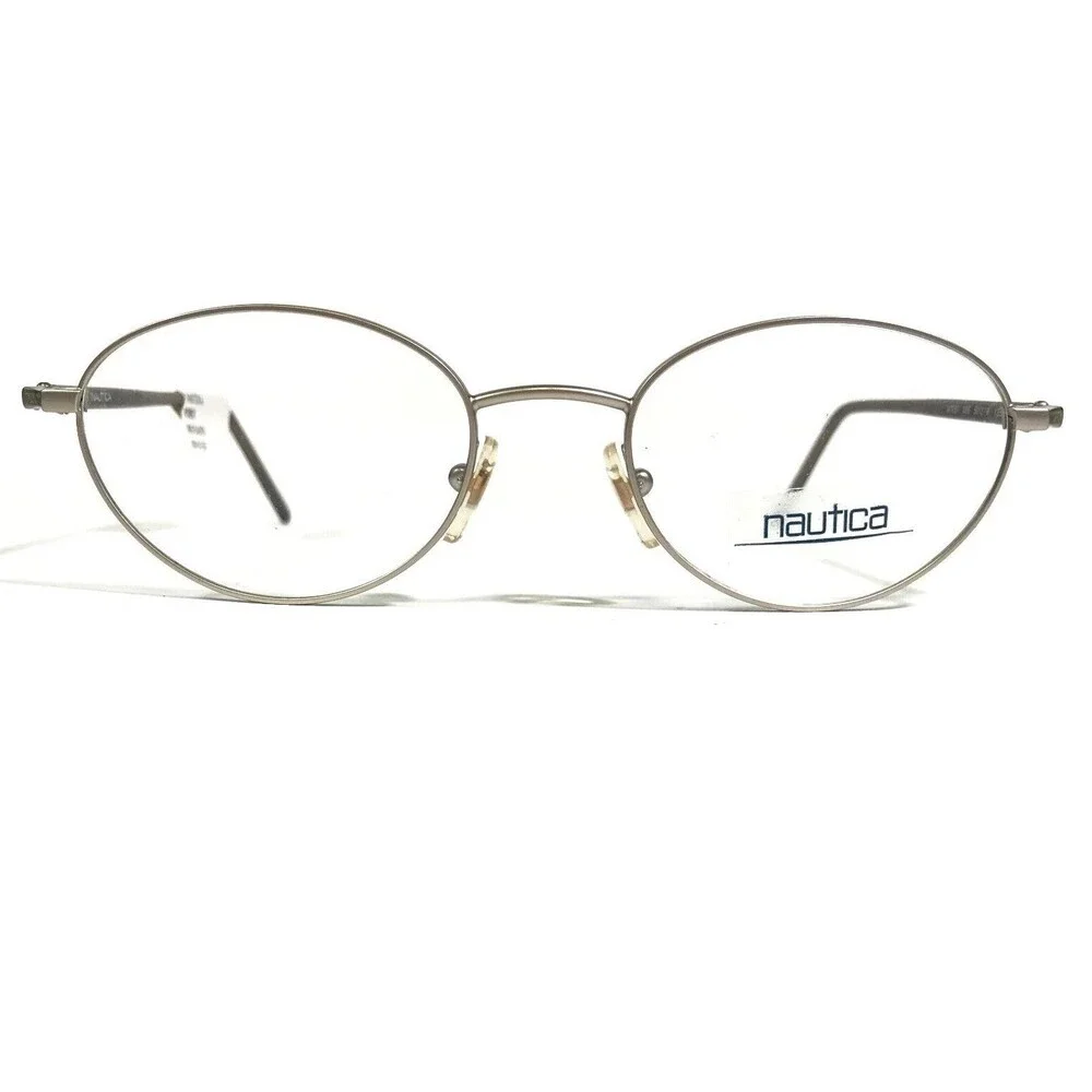Nautica Eyeglasses Frames N7031 035 Brown Silver Round Full Rim 50-19-135